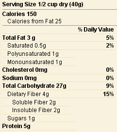 Oatmeal Nutrition Data Oatmeal Nutrition Data