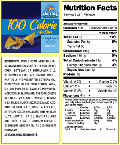 100 calorie pack frito lay coolranch