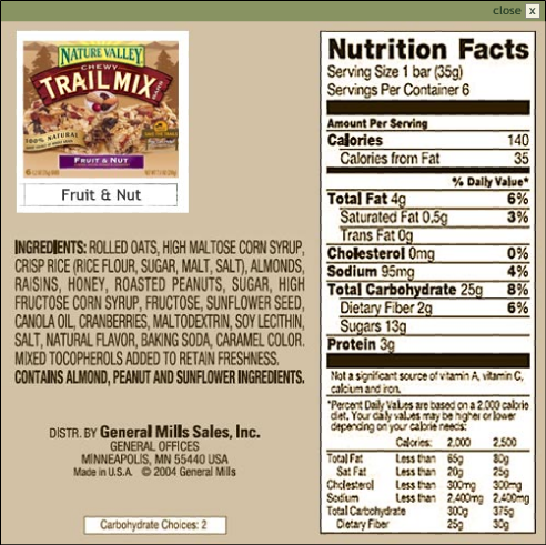 nature valley trail mix nutrition value