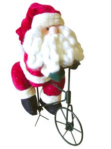 santa claus on exercise bicycle